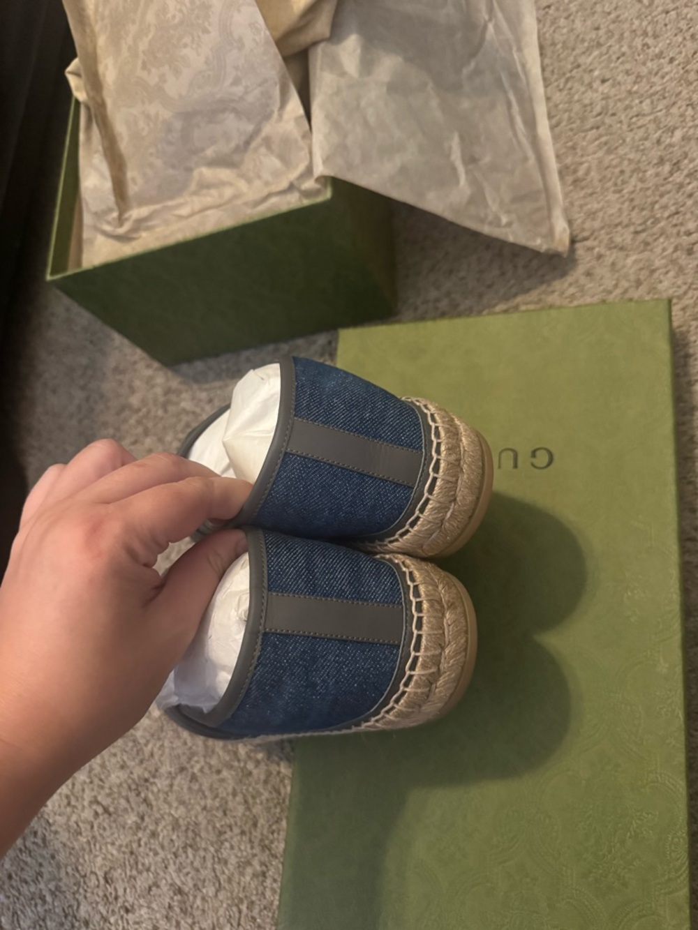 🆕 gucci mens interlocking g espadrilles Blue Denim Espadrille Slip-On - Picture 6 of 6